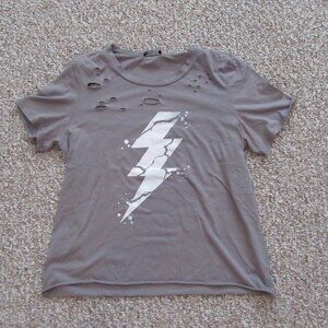 Zutter T Shirt Ladies Size Small Gray Lightning Bolt Cotton